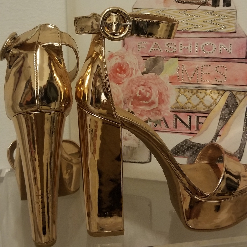 Rose gold pumps